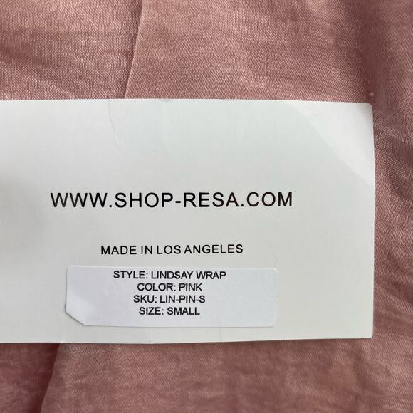 Resa Lindsay Wrap Dress Plunge V-Neck Wedding Bridesmaid Satin Pink Small NWT - Picture 10 of 13